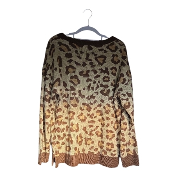 LuLaRoe Brown Leopard V-Neck Sweater - Picture 2 of 2